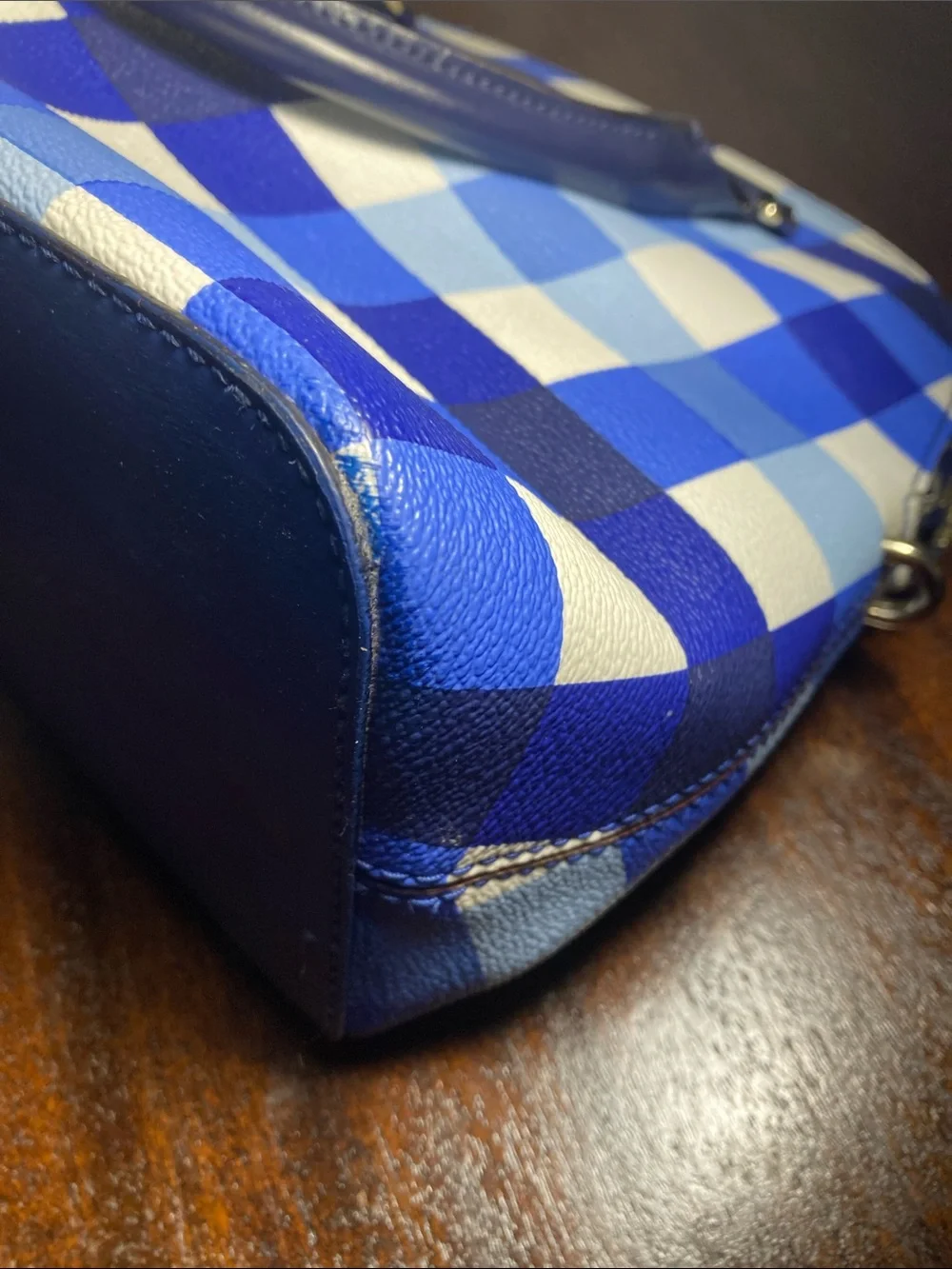 kate spade Blue and White Gingham Dome Satchel